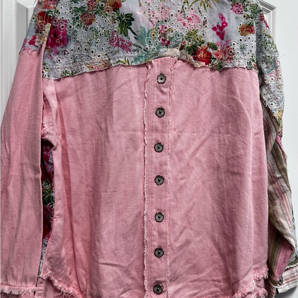 Nwot Pol Patchwork Button-Up Shacket, S - image 6